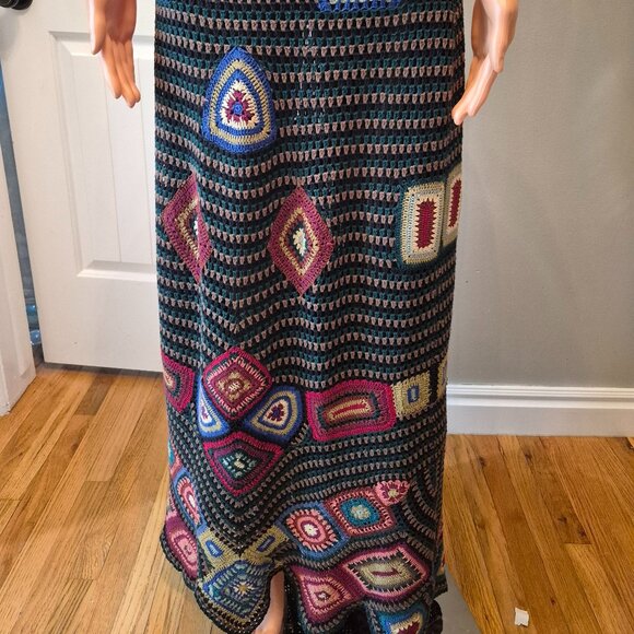 DOUBLE D RANCH- Rare Crochet Maxi Skirt: Size: Small. Multi Color - Picture 2 of 6